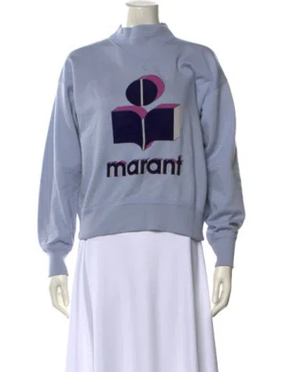 Pre-owned Isabel Marant Graphic Print Mock Neck Sweater In Blue