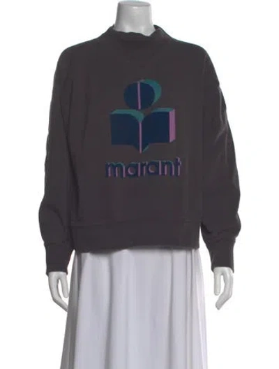 Pre-owned Isabel Marant Graphic Print Mock Neck Sweater In Gray