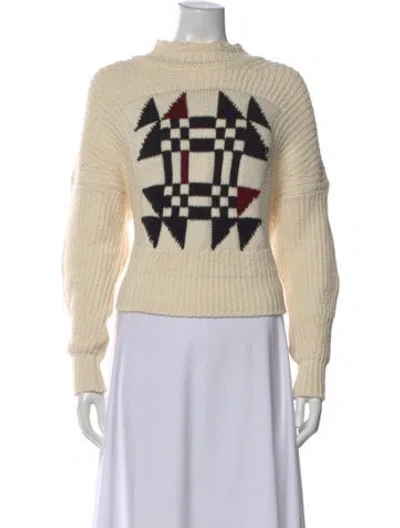 Pre-owned Isabel Marant Graphic Print Mock Neck Sweater In Neutral