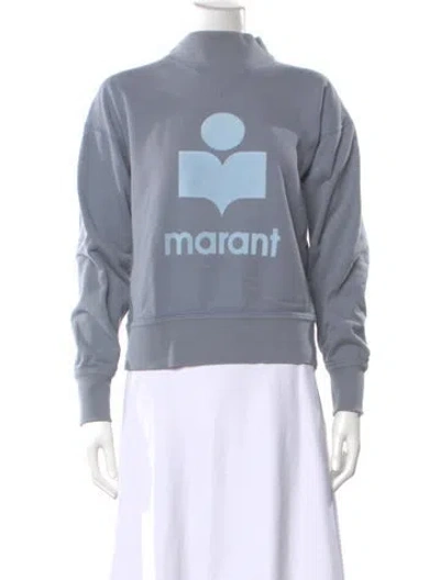 Pre-owned Isabel Marant Graphic Print Mock Neck Sweatshirt In Blue