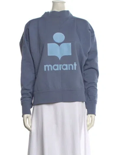 Pre-owned Isabel Marant Graphic Print Mock Neck Sweatshirt In Blue