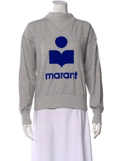 Pre-owned Isabel Marant Graphic Print Mock Neck Sweatshirt In Gray