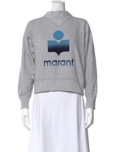 Pre-owned Isabel Marant Graphic Print Mock Neck Sweatshirt In Gray