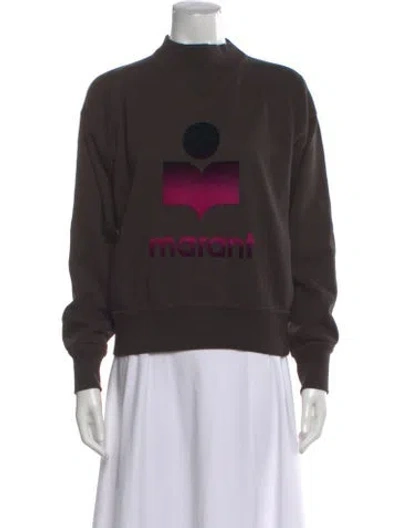 Pre-owned Isabel Marant Graphic Print Mock Neck Sweatshirt In Gray