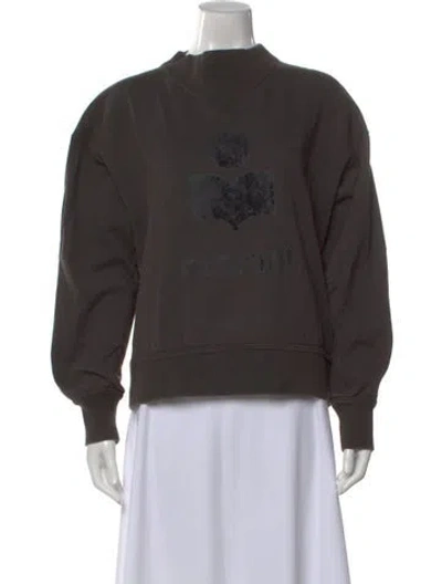 Pre-owned Isabel Marant Graphic Print Mock Neck Sweatshirt In Gray