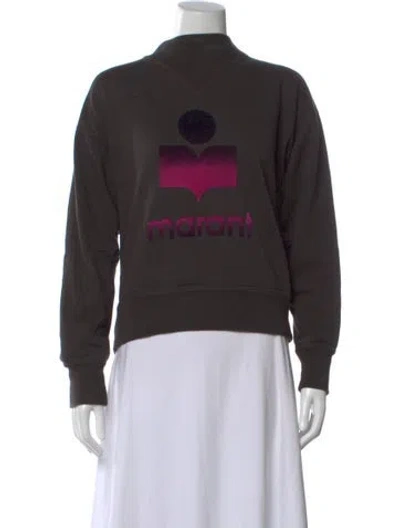 Pre-owned Isabel Marant Graphic Print Mock Neck Sweatshirt In Gray