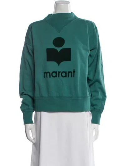 Pre-owned Isabel Marant Graphic Print Mock Neck Sweatshirt In Green