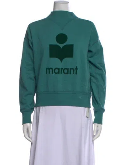 Pre-owned Isabel Marant Graphic Print Mock Neck Sweatshirt In Green