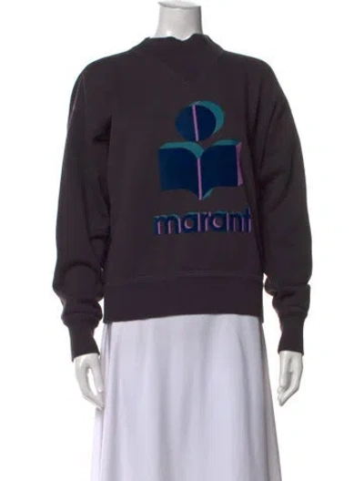 Pre-owned Isabel Marant Graphic Print Mock Neck Sweatshirt In Grey