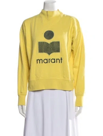 Pre-owned Isabel Marant Graphic Print Mock Neck Sweatshirt In Yellow