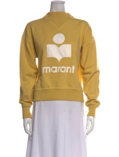 Pre-owned Isabel Marant Graphic Print Mock Neck Sweatshirt In Yellow