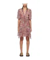 Isabel Marant Graphic-print Ruched Dress In Brown