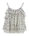 Isabel Marant Graphic-print Ruffled Camisole Top In Gray