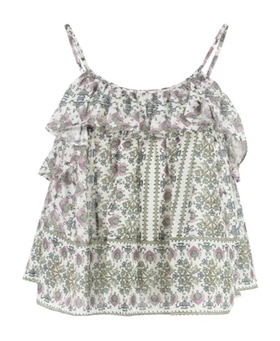ISABEL MARANT GRAPHIC-PRINT RUFFLED CAMISOLE TOP