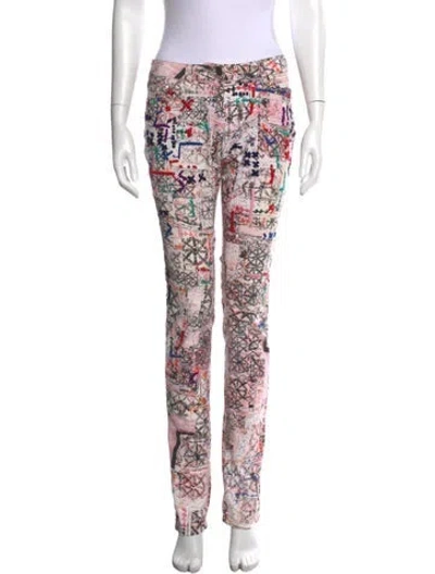 Pre-owned Isabel Marant Graphic Print Straight Leg Pants In Pink