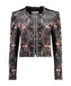 Isabel Marant Valian Graphic-print Cropped Jacket In Black