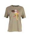 Isabel Marant Graphic Zewel T-shirt In Olive Cotton In Green