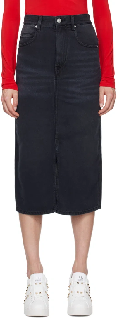 ISABEL MARANT GRAY TILAURIA DENIM MIDI SKIRT