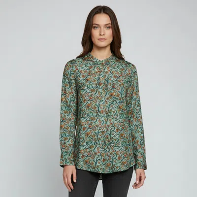 Pre-owned Isabel Marant Green Floral Print Silk Long Sleeve Blouse M/l