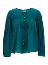 Isabel Marant Green Plalia Pleated Blouse In Green