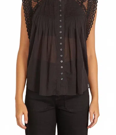 Isabel Marant Greisia Lacy Cotton Top In Black In Brown
