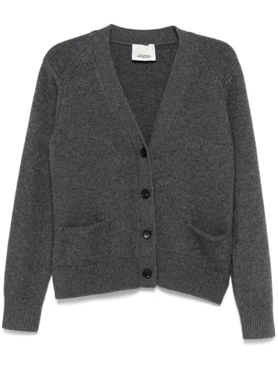 Isabel Marant Grey Brat V-neck Knitted Cardigan In Black