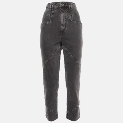 Isabel Marant Grey Denim Eloisa Paneled Boyfriend Jeans S/waist 28" In Gray