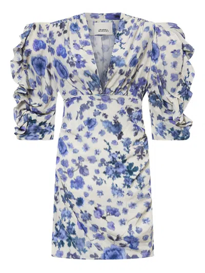Isabel Marant Grey Doris Dress Blue Flower Print In White