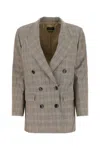 Isabel Marant Nevim Checked Double-breasted Crepe Blazer In Grey