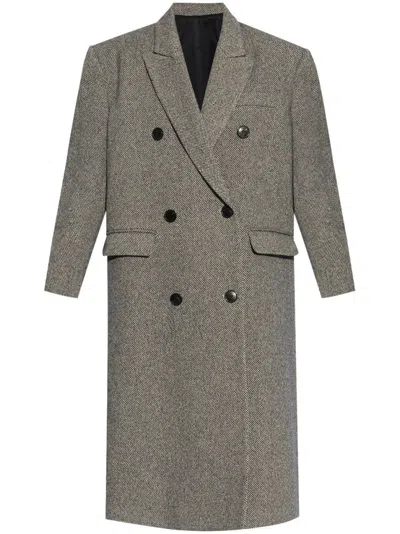 Isabel Marant Grey Double Breasted Trench Coat In Black