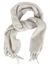 Isabel Marant Grey Fringed Logo Scarf In Gray