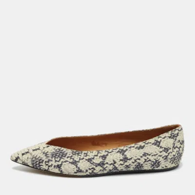 Pre-owned Isabel Marant Grey Python Embossed Leather Ballet Flats Size 39