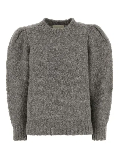 ISABEL MARANT GREY ROUND NECK TEXTURED SWEATER
