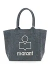 Isabel Marant Grey Shopper Bag With Logo Embroidery On The Front And Double Handles In Cotton Woman In Black