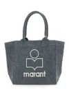 Isabel Marant Grey Shopper Bag With Logo Embroidery On The Front And Double Handles In Cotton Woman In Black