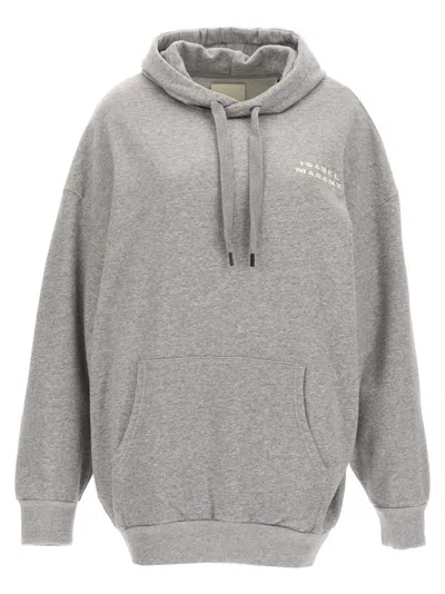 ISABEL MARANT GREY EMBROIDERED LOGO HOODIE