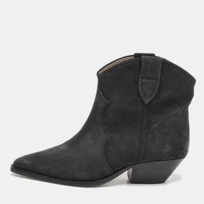 Pre-owned Isabel Marant Grey Suede Dewina Ankle Length Boots Size 38