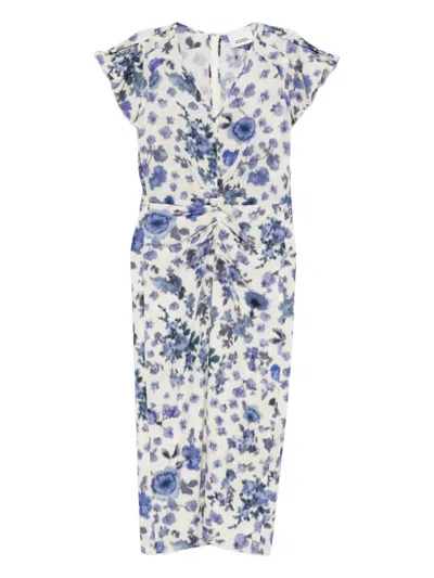 Isabel Marant Grey Terenae Dress Blue Flower Print In White