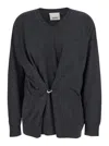 Isabel Marant Grey V-neck Sweater With Ring Detail At The Waist In Fabric Woman In Gray