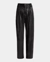 Isabel Marant Fidji Pleated Straight-leg Coated Linen Pants In Black