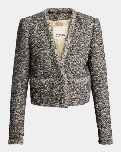 Isabel Marant Gwendoline Boucle Single-breasted Jacket In Blackecru