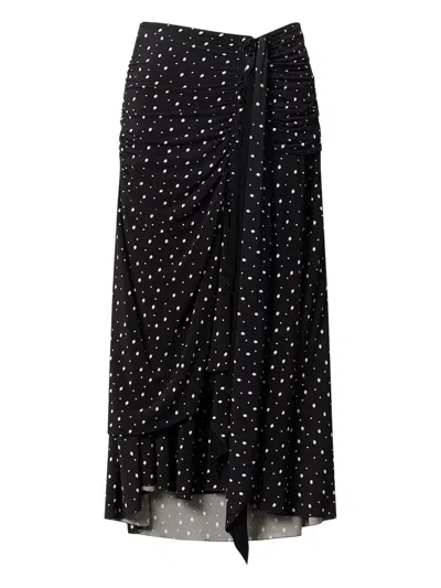 Isabel Marant Gyelle Polka-dot Gathered-waist Skirt In Black