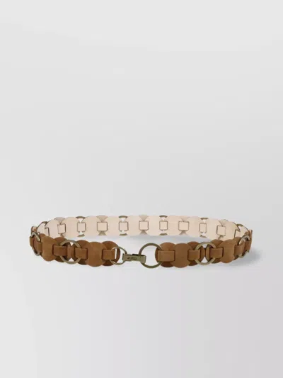 Isabel Marant Lota Leather Circle-link Belt In Brown