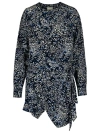 Isabel Marant V-neck Belted Asymmetric Hem Dress In Blue