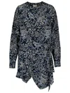 Isabel Marant V-neck Belted Asymmetric Hem Dress In Navy