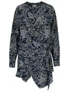 Isabel Marant V-neck Belted Asymmetric Hem Dress In Blue