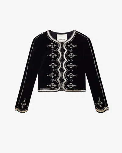Isabel Marant Hady Embroidered Velvet Jacket In Black