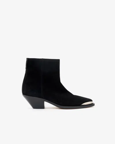 Isabel Marant Calf Suede Ankle Boots In Black