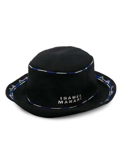 Isabel Marant Logo-embroidered Bucket Hat In Black