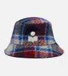 Isabel Marant Haley Checked Wool-blend Bucket Hat In Blue/red